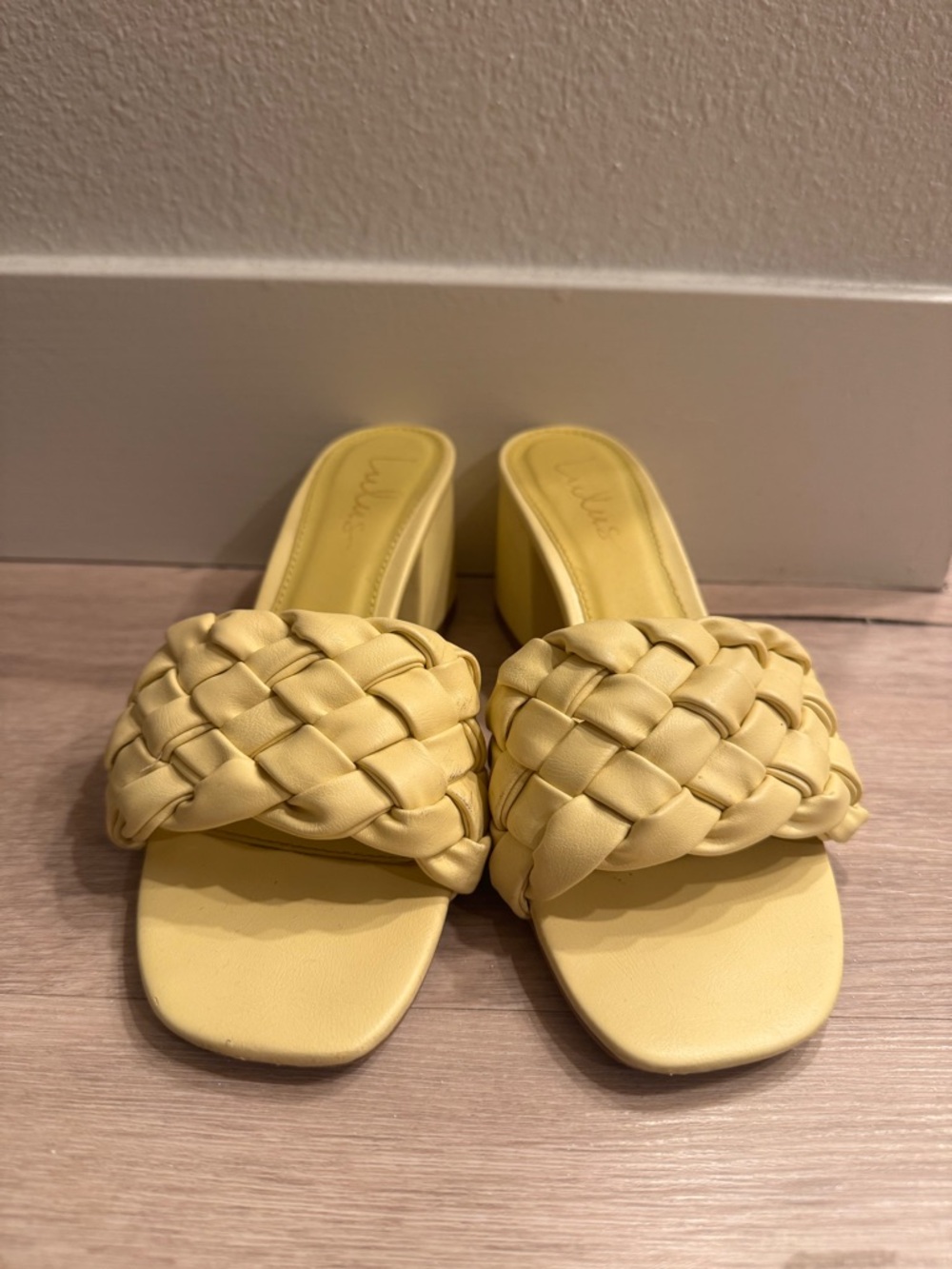 Lulus Braided Slide Heels in Pale Yellow
